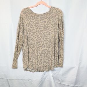 Buffalo David Bitton Beige Animal Print Long Sleeve Top